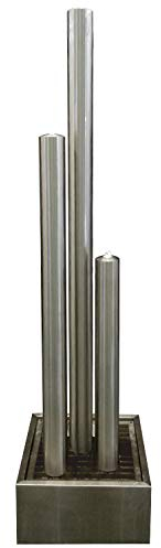 KÖHKO® Springbrunnen Zylinder Höhe ca. 150 cm 26003 Gartenbrunnen mit LED-Beleuchtung und Edelstahlbecken