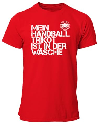 clothinx Herren T-Shirt EM Mein Handball Trikot ist in der Wäsche Rot/Weiß Größe M
