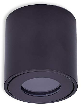 LED Aufbauleuchte IP44 schwarz rund 7,5 Watt dimmbar kaltweiß GU10 230V - Aufbaustrahler für Bad und Außen Downlight Spot Deckenlampe Loft Aufbauleuchte Aufbau-Spot Decken-Strahler