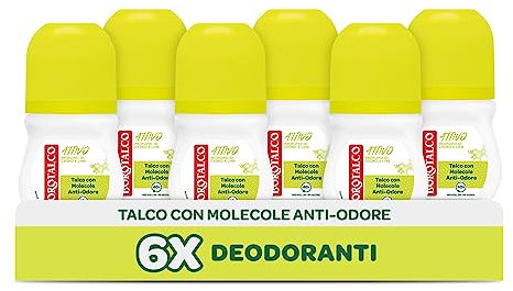 Borotalco, Deodorante Roll On Attivo Giallo, Senza Alcool, con Molecole Anti Odore per Profumo a Rilascio Graduale, Profumo di Cedro e Lime, Deodorante Uomo e Donna - 6 Flaconi da 50ml