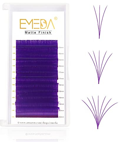 EMEDA Extension de Cils Couleur Violet Cils 0.07mm D Curl 9-15mm Couleur Extension de Cils Auto-fanning Easy Fans 3D 6D 10D 20D Extensions de Cils Volume coloré (Violet 9-15mm)