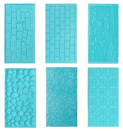 XLKJ 6 Pcs Moldes Plásticos Grabar Glaseado, Bricolaje Chocolate Helado Azúcar Textura, Molde de Impresión Fondant DIY para Glaseado Pastel Grabado para Hornear