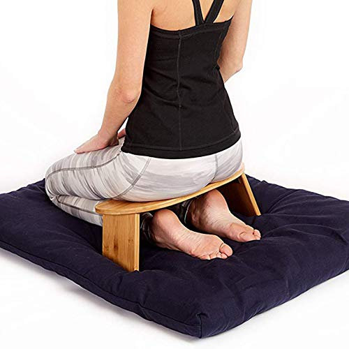 Yclty Faltbare Meditationsbank Tragbarer Kniestuhl lappbarer und ergonomischer Meditationshocker - Yoga-Hocker aus Bambus mit Reisetasche