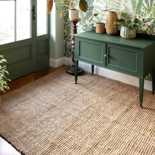 Natural Jute Fiber Rug Soft Medium Strength Woven Durable Entrance Hallway Dinning Room Floor Mat 80cm x 150cm