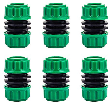 TOPWAYS 6 pack Hose Repair Connector, Quick Fix Extend Connector for 1/2 Graden Hose Pipe (Green)