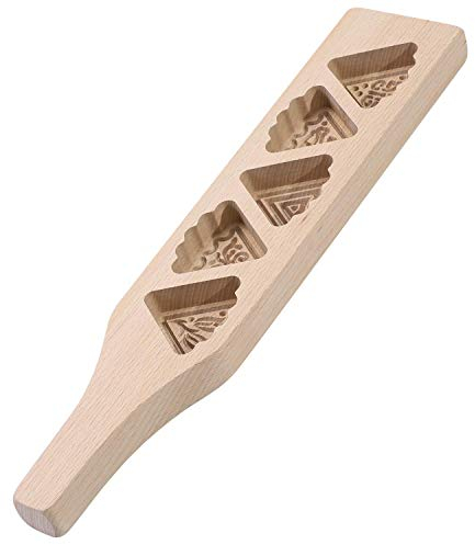 Wooden Mooncake Mold DIY Handmade Pastry Mold 5pcs Floral Pattern Carved Wooden Mould Press Muffin Biscuit Chocolate Small Pastry Baking Craft Tool Mold for Home Kitchen Dessert Shop Restaurant