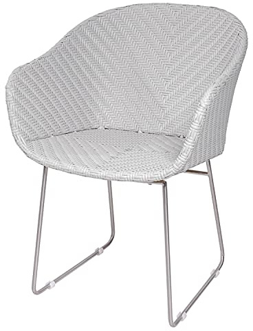 Garland Poly Rattan Gartensessel Monza Edelstahl Gartenstuhl Armlehne Wetterfest Garten Sessel Stuhl Gartenmöbel Weiß PL11