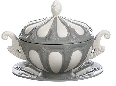 BLANC MARICLO' Sucrier avec soucoupe LA FELICE gris L17,8 x P15,1 x H 13,3 cm