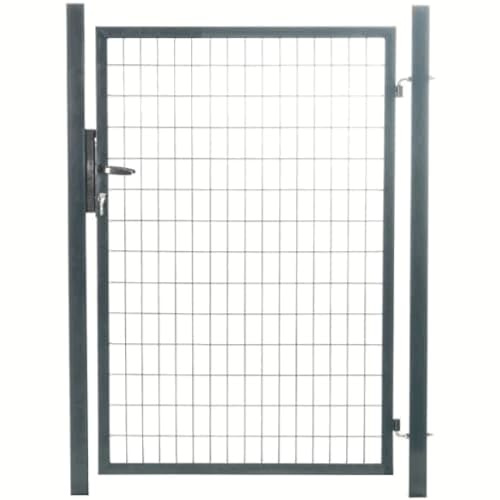 EASY CLOTURE Gardenode Portillon de Jardin grillagé en Acier galvanisé Porte de Jardin pour clôture avec Serrure Maille 100 x 50 Passage 1m x H 1m50 Gris Anthracite