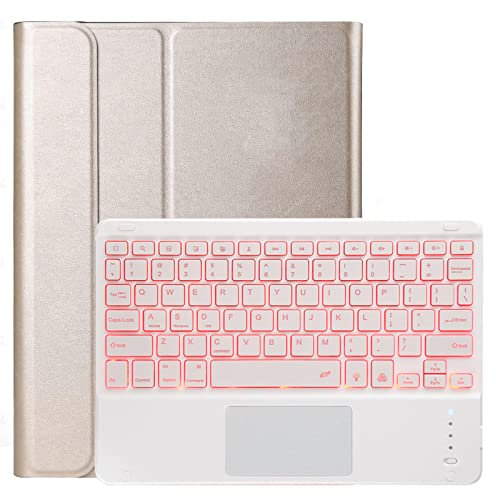 Yjrong Custodia Tastiera per Samsung Tab A 8.4 (2020)/T307, 7 Retroilluminazione,Slim Cover con Rimovibile Magnetica Wireless Bluetooth Tastiera,d'oro,Arabic