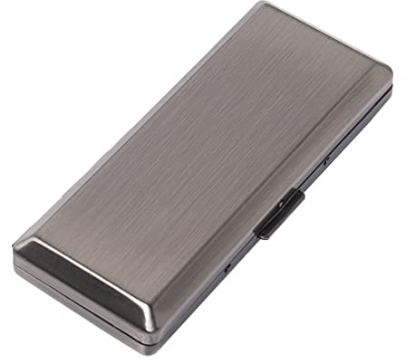 Estuche de cigarrillos de metal para hombre y mujer, pinza de resorte de doble cara, puede contener 10 cigarrillos de 100 mm (Vntage Silver)