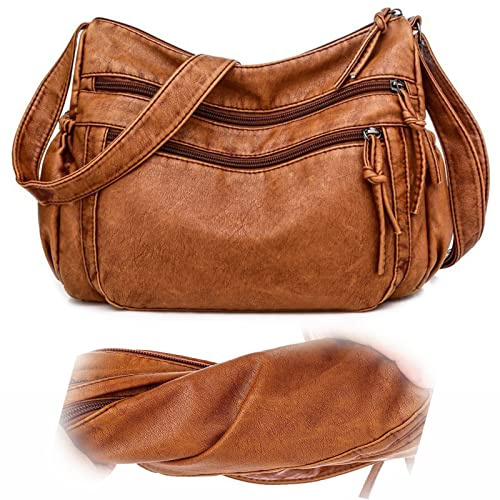 HAWILL Kleine Handy Umhängetasche Damen Handytasche zum Umhängen Leder Crossbody Bag mit Breiter Gurt für iPhone Samsung Huawei