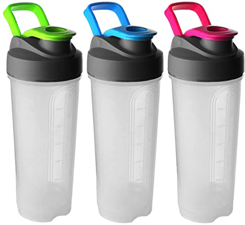 My-goodbuy24 Sport Trinkflasche, 3-teiliges Set - BPA Frei - 700ML Auslaufsicher Kunststoff Wasserflasche Sport, Sportflasche für Camping Freien, Outdoor, Yoga, Gym - Mit Tragegriff - 3 x Mix