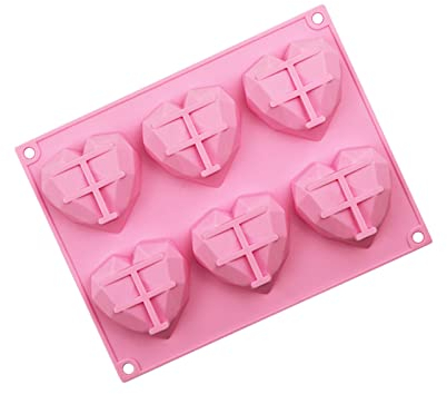 Chocolate Silicone Dessert Mould 6 Cavity 3D Diamond Heart Shape Mould Cake Baking Mold for Chocolate Cake Dessert