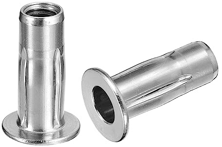 sourcing map 5pcs M8 Multi-Grip Rivet Écrous pour Construction Industriel | Plus Écrous, 304 Inox Acier, Pré-Bulbé Tige Plat Tête Fileté Insert Écrou