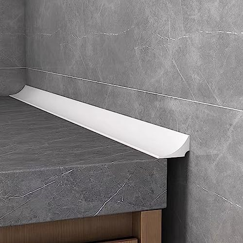 WOLAIYE Water Barrier for Sink,Shower Threshold Water Dam Barrier,Waterproof Barrier Bathroom,Collapsible Silicone Strip Trim Splash Guard (White-2M)