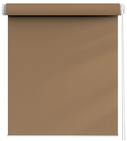 Tela Oscurecedora Ventana 35 x 210 cm, Protección Solar y Privacidad, Estor Enrollable para Interiores, Fijación sin Taladrar, para Puertas y Ventanas, Gris Pardo