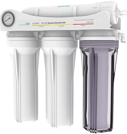 AquaticLife 150 GPD Hydroponic Reverse Osmosis Filter System RO Water Filtration Unit, High Efficiency