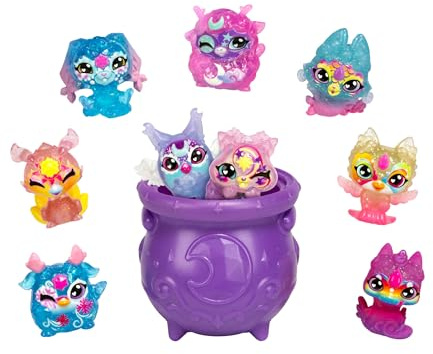 Magic Mixies Minis der Shimmerverse-Serie, Sammelpackung, 9 Mini-Mixies, 2 Davon versteckt, mit magischem Sprudelkessel-Auspackerlebnis, 5 neuen Mini-Mixies Teams mit Zauberkräften, 90 zum Sammeln