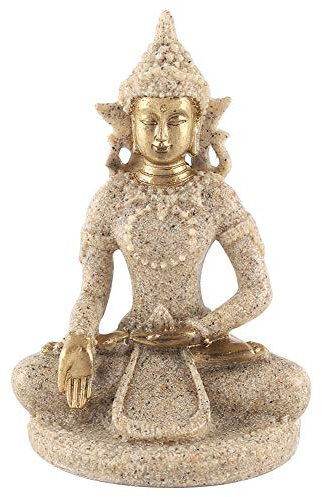 Leopacat Buddha Statue,Figurines Meditating Sandstone Zen Garden Decorate | 8cm Buddha Sitting Sculpture Ornament Carving Craft for Home Car Office Desktop Decor Yoga Room
