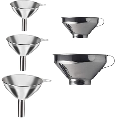 TOPBATHY Lot De 5 Mini Entonnoirs En Acier Inoxydable 304, Entonnoirs Pour Confiture Et Poudre D'épices, Réutilisables Et Adaptés La Cuisine Maison
