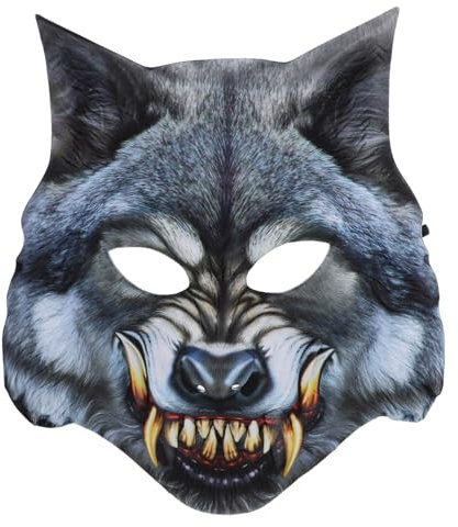 ABOOFAN Masque De Loup Pour Enfants Halloween Boule De Mascarade Animale Loups Demi-Masque Loup Habiller Couvre-Chef Pour Farces Cosplay Costume Masque Masque De Fête Accessoires