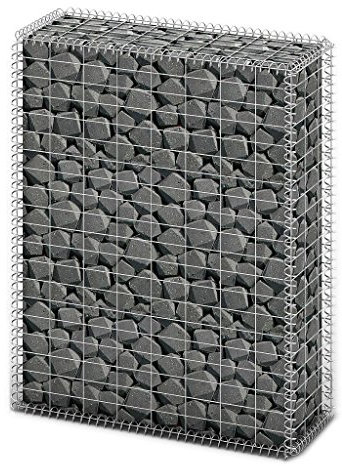 Homgoday Fioriera da Esterno, Cesto Gabbione con Coperchio in Filo Zincato 100 x 80 x 30 cm, Fioriera da Esterno, Gabbione Fioriera Gabbione Pietra Cestino Recinto Giardino Gabbione