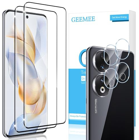 GEEMEE per Honor 90 Pellicola Vetro Temperato + Fotocamera Vetro temperato, 【2+2 Pezzi 】 9H Protezione Schermo, Anti Graffi HD Protettiva Screen Protector