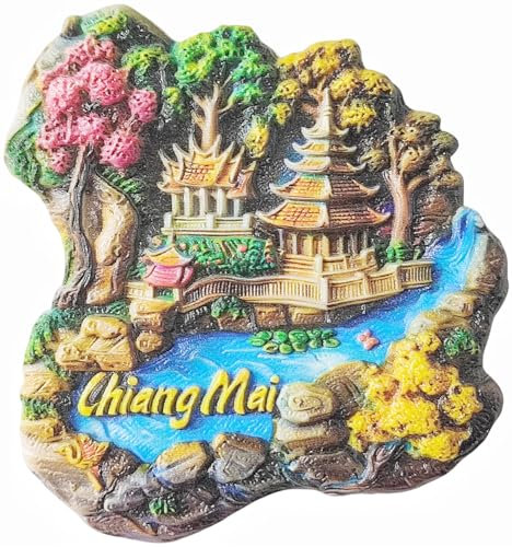Calamita da frigorifero a Chiang Mai Thailandia, souvenir da viaggio, decorazione magnetica 3D