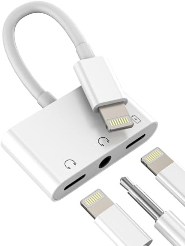 Lightning to 3.5mm Headphone Jack Adapter for iPhone 14 13 12 Pro (3in1)Charging Port Earphone Cable Splitter Fast Charger Connector Aux Adaptor for apple for iPad Air USB Audio Plug Dongle Converter