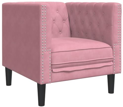 vidaXL Chesterfield Sessel, Loungesessel mit Knopfheftung, Polstersessel Relaxsessel für Wohnzimmer, Clubsessel Cocktailsessel Sofa, Rosa Samt