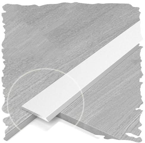 IMUNKT Tira De Umbral De Metal Autoadhesivo 90cm, Tiras De Moldura De Puerta, Perfil De Transición De Piso, Tiras De Transición Plano, Listón De Cobertura para Suelos, Parquet(Silver,W15mm)