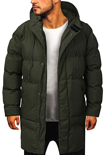 EWFAS Daunenmantel Herren Winter Lange Steppmantel mit Kapuze Warm Wintermantel Winterparka Herren Wintermantel Daunen Jacke Puffermantel Lang Gefüttert