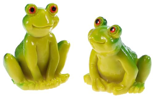 Milisten Statue de Grenouille Réaliste en Résine Verte, Lot de 2 Pièces, Résistante la Déformation, Décor Polyvalent pour Jardin Extérieur et Micro-Paysage