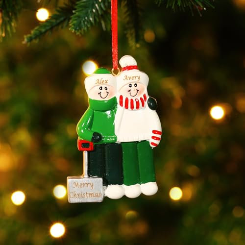 Kaululu Personalisierte Harz Weihnachtsanhänger Dekoration Familie 3D Weihnachtsbaumschmuck Hängend mit Namen für Zuhause Innen