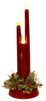 Sharplace Flammenlose Weihnachtskerzen LED-Kerzen für Weihnachtsdekorationen Partyzubehör 12 Zoll hohe Ornament-Flammenlose Stabkerze, Rot