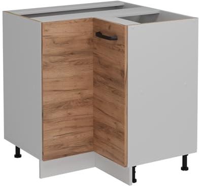 Vicco Eckunterschrank R-Line, Goldkraft Eiche, 75.6 cm | Verbindet zwei Küchenseiten · Ohne Arbeitsplatte · Höhenverstellbare Füße · 1 Einlegeboden · 1 Tür