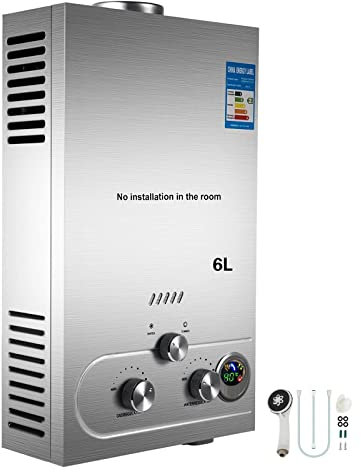 Calentador de agua para el baño 6L LPG Gas propano Inoxidable Sin tanque Calentador de agua caliente instantáneo Caldera Calentador de agua sin tanque Hospitales, escuelas y residencias de ancianos.