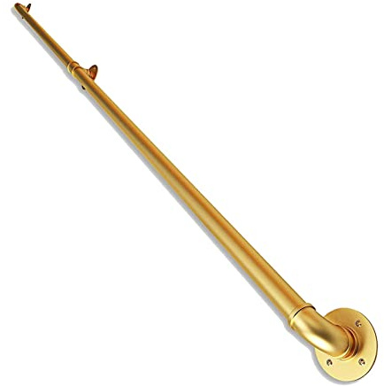 Pasamanos de hierro forjado antideslizante para montar en la pared, pasamanos para interiores y exteriores, pasamanos para escalones, barandillas de pie, color dorado (200 cm)