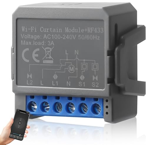Interruttore intelligente per tapparelle modulo WIFI + RF, modulo di commutazione per tapparelle WiFi con funzione percentuale, modulo relè compatibile per tapparelle motorizzate, persiane e tende da