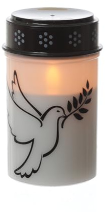 MARELIDA LED Grablicht Taube Grabkerze Trauerlicht Gedenklicht Friedhofkerze batteriebetrieben aus Kunststoff (1x Taube 12cm)