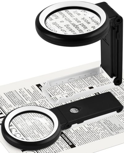18LED Lupe mit Licht und Ständer, BROTOU 30 Fach Magnifying Glass Leselupe - 3 Modi Dimmbare Handlupe, Vergrößerungsglas für Senioren Juwelier Makuladegeneration Münzen