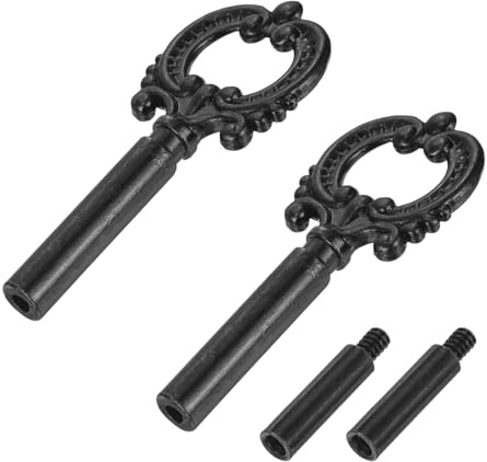 MECCANIXITY 2Pcs Lamp Turn Knob On/Off Lamp Switch Replacement Brass Light Switch Knob Lamp Knob Lamp Switch Extension 51.5mm Length for Lamp Socket, Black