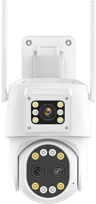 Videocamera Sorveglianza, Telecamera IP 4G SIM Card Telecamera PTZ a tre obiettivi HD 4K Telecamera di sicurezza a doppio schermo 2K Telecamera di sorveglianza P2P con tracciamento automatico per uso