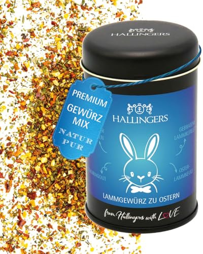 Hallingers Genuss Manufaktur Gewürzmischung Oster-Geschenk - Koch-Gewürze in edler Geschenk-Dose Lammgewürz zu O... für Fleisch, Schafskäse & Marinaden, Ostern Körbchen für Frauen Männer