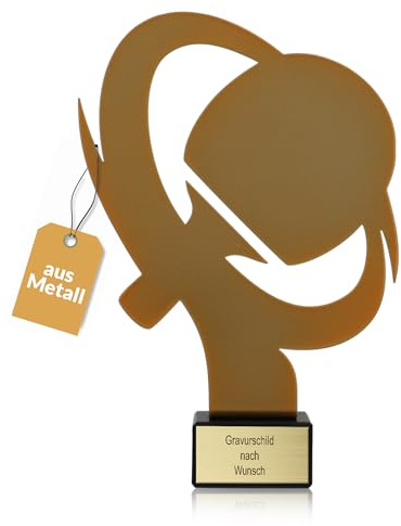Goldener Tischtennis-Pokal mit Gravur, 21 cm, Metall | Geschenk-Trophäe mit Steinsockel, personalisiertes Geschenk, Wanderpokal Tischtennis