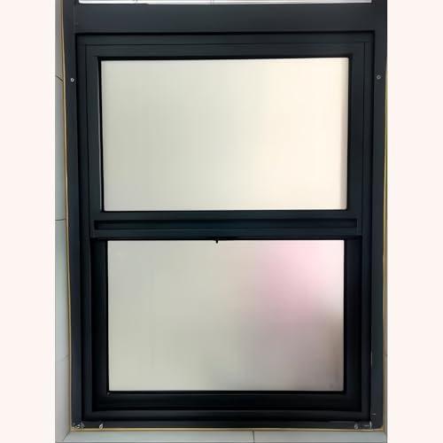 Fenêtre coulissante verticale avec verre dépoli – Cadre en aluminium gris, taille personnalisée pour salle de bain, maison, cave, cabane de jeu