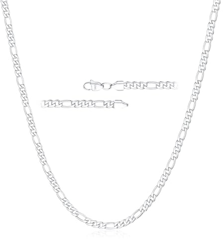 Esrael 925 Sterling Silber Kette für Herren 5mm Silberkette Herren Figaro Halskette Männer Silber Halskette Männer Jungen Schmuck Geschenke für ihn 20Zoll