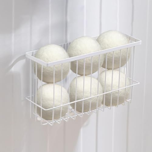 YEXEXINM Magnetic Metal Basket Organizers, Dryer Ball Holder Versatile Storage for Kitchen Office Laundry Washing Room, Large Capacity Wear Resistant Easy to Store Lightweight
