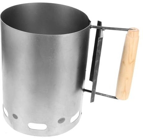 HANABASS Cubo De Carbón para Barbacoa Al Aire Libre Portátil Negro Mango De Madera Herramienta De Encendido Rápida Accesorio De Chimenea Resistente
